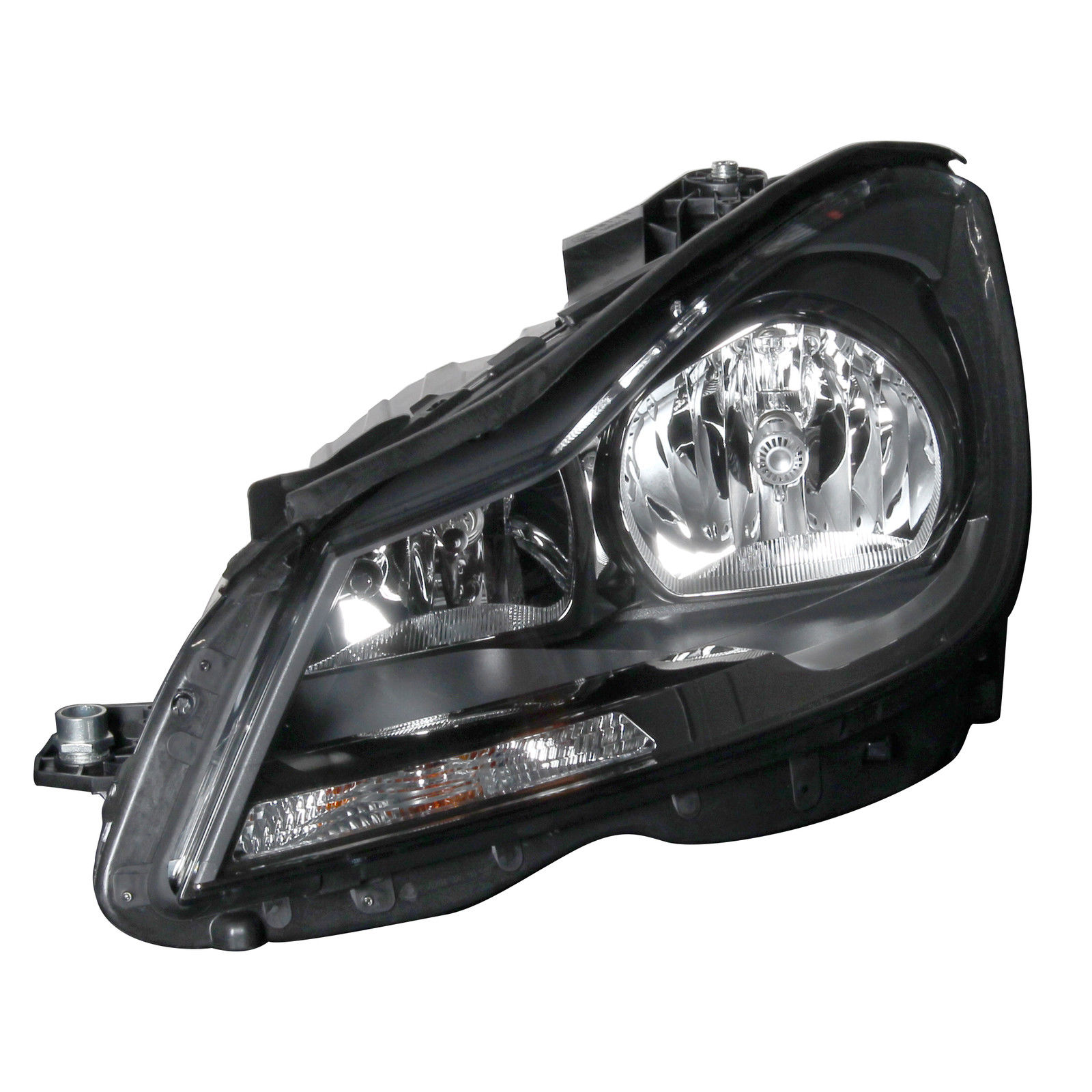 W204 Halogen Headlight With Black Chrome Left Hand Side Facelift (NEW
